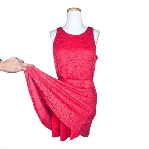 Cotton On Orange A Line Sleeveless Dress Scoop Neck Teardrop Keyhole Back Size L - Picture 6 of 9